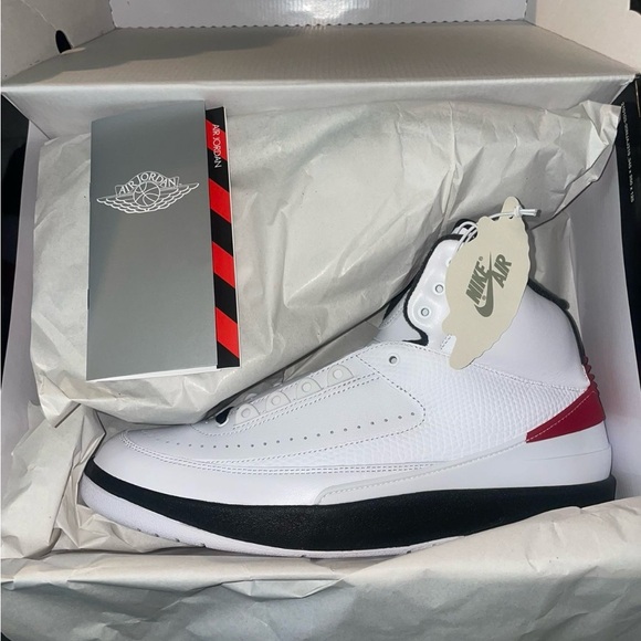 Jordan Men's White and Red Sneakers